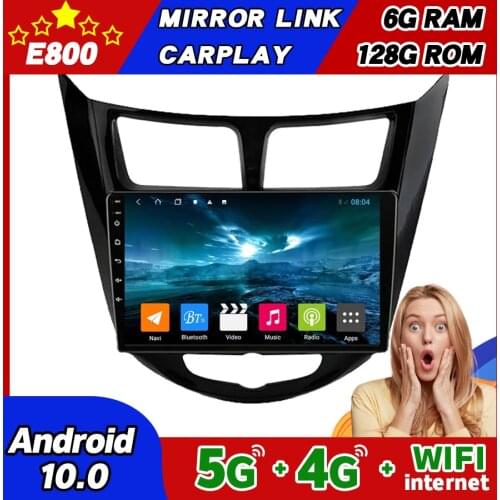 6GB Ram 128GB Rom Car Radio For Hyundai Solaris 2010 GPS NAVIGATION Accent Android 10 Multimedia Video Player Autoradio Stereo