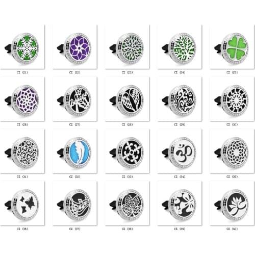 Rhinestone snowflake Essential Oil Car Diffuser Locket Vent Clip 316L Stainless Steel Perfume locket Magnetic Random 10p Oil Pad