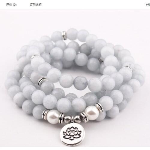 White 108 beads 8mm elastic adjustable Lotus life tree Buddha OM eye Chakra Reiki agate Onyx Yoga Bracelet necklace zdv23