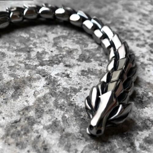 Rock Dragon Bracelet for Men Silver Color Keel Bracelet High Quality Jewelry Gift