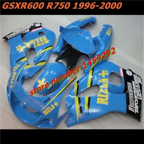Custom blue black motocycle fairings 1996 1997 1998 1999 2000 A GSXR600 SRAD GSXR750 GSXR 600 750 96 97 98 fairing