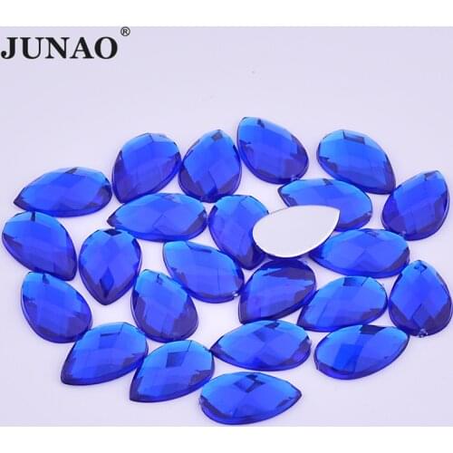 JUNAO 8*13mm 18*25mm Dark Blue Drop Crystal Rhinestones Flatback Acrylic Gems Scrapbook Strass Stones for Decoration