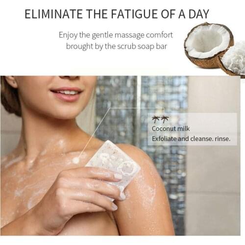 Coconut Oil Exfoliating Scrub Soap Skin Whitening Shrink Natural Handmade Foam Rich Bath Pores Acne Soap Anti Herbal Body E1Q6