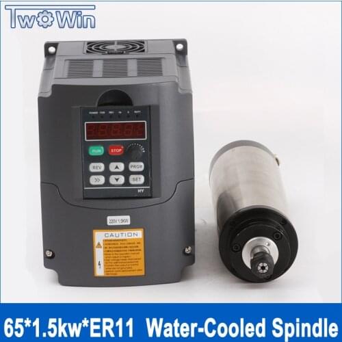 CNC 1.5kw Spindle Kit Water Cooling Spindle 1.5kw ER11 65MM Spindle+1.5KW 220V Inverter Variable Frequency Drive