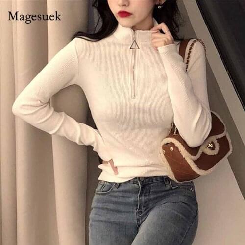 Korean Style Hong Kong Slim Solid Pullover Slim Fit Office Lady Knit Sweater Autumn Winter Turtleneck Long Sleeve Sweater 11043