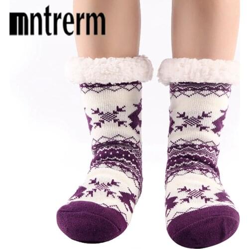 Mntrerm 2020 Style Keep Warm Floor Socks Cartoon Deer Antiskid Winter Room Socks high quality home shoes As Christmas Gifts