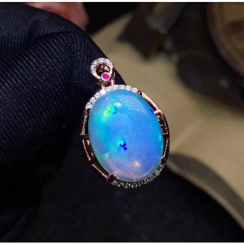 Fashion Classic Luxury Opal necklace pendant 100% Natural Pink Opal pendants 925 sterling silver jewellery