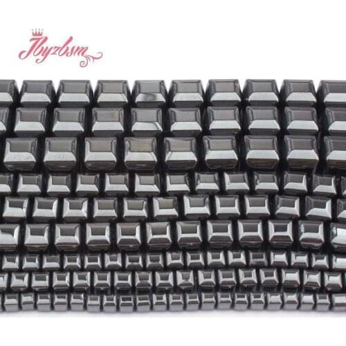 Natural Hematite Black Faceted Cube 4/6/8mm Stone Bead For DIY Necklace Bracelet Earring Jewelry Making Strand 15" Free Shipping