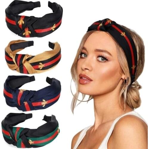 2021 New European American Polka Dot Bee Stripe Braid Hairpin Korean Style Wide-brimmed Knotted Headband Female Hair Hoop