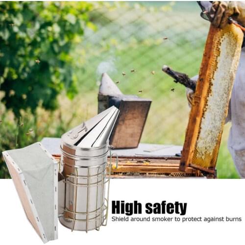 Beekeeping Smoker Stainless Steel Equipment Hive Box Tool Supplies For Beehive Bee Manual Smoke Maker With Hanging Hook Tools