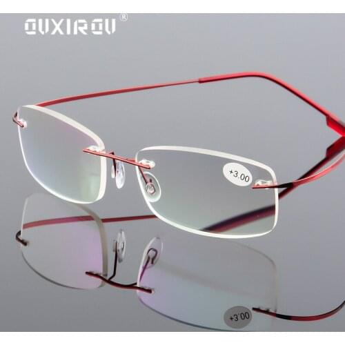 Men Ultra light Flexible Memory Titanium Frames Women Rimless Reading Glasses Folding Diopter +1.0 +1.5 +2.0 +2.5 +3.0 +4.0 s0