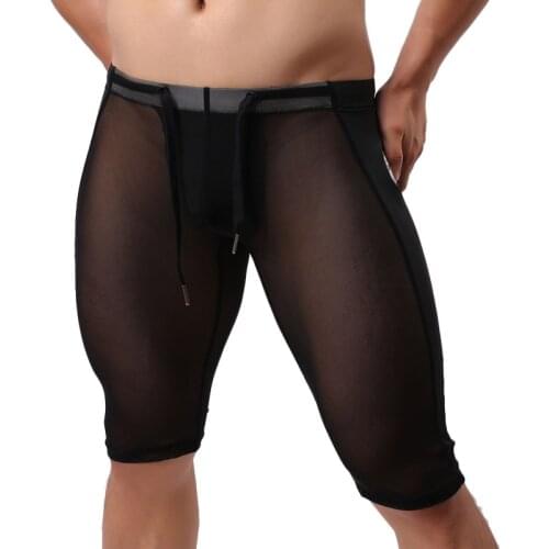 Sexy Men Shorts Transparent Mesh Fitness Bodybuilding Tight Short Pant Brave Person Brand Low Waist High Quality