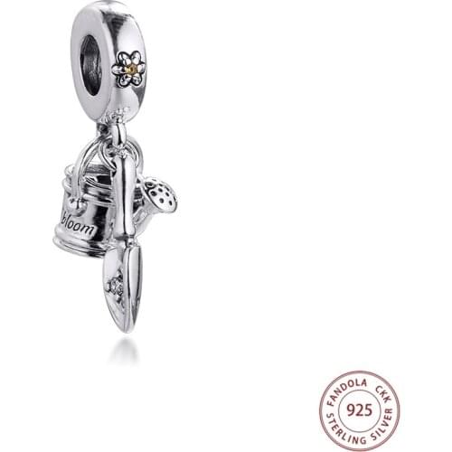 Fits Pandora Bracelet Charms 925 Original Sterling Silver Watering Can & Trowel Dangle Beads DIY Jewelry Making Bijoux Femme