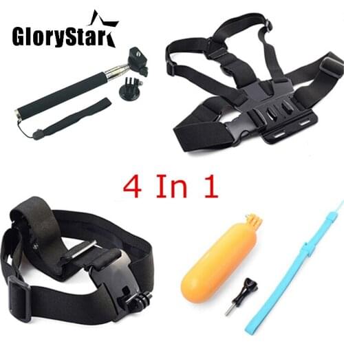 Action Camera Accessories Bundles Mount Kit Floating Grip + Head Strap + Chest Belt Head + Monopod Tripod For SJCAM/Eken