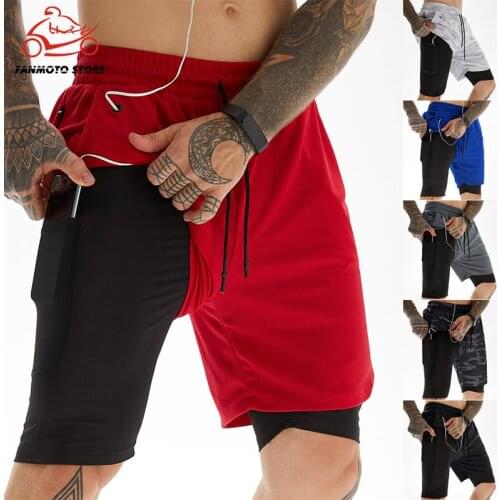 Summer Shorts Men Fitness moto Shorts Training Quick Dry Gym Running Men 2 In 1 Sport Short Joggers Short Mens Workout Bottoms