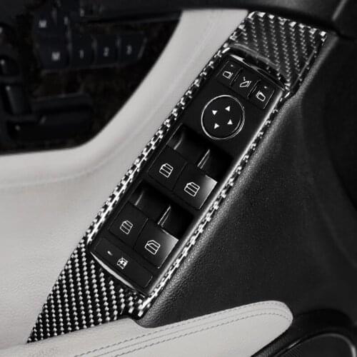 Carbon Fiber Car Window Glass Lifting Buttons Panel Decoration Cover Trim 2Pcs For Mercedes Benz C Class W204 2007-2013 LHD