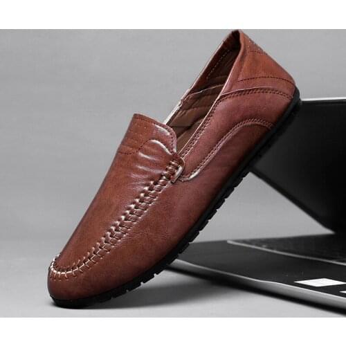 Men Loafers Shoes Soft Leather Shoes Comfortable Slip-on Flat Shoes Breathable Casual Shoes Travel Shoes Wholesale Size 38-44