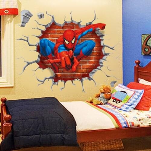Spiderman Vinyl Waterproof Wall Stickers For Boys Room Disney Removable Home Decorative Wallpaper DIY Cartoon Poster Murals