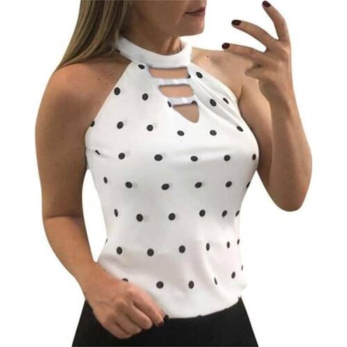 Female Crop Top Shirt Plus Size Clothing for Womens Black Top T Shirt Sleeveless Hollow Dot Printed Tank Tops Office Lady Shirts