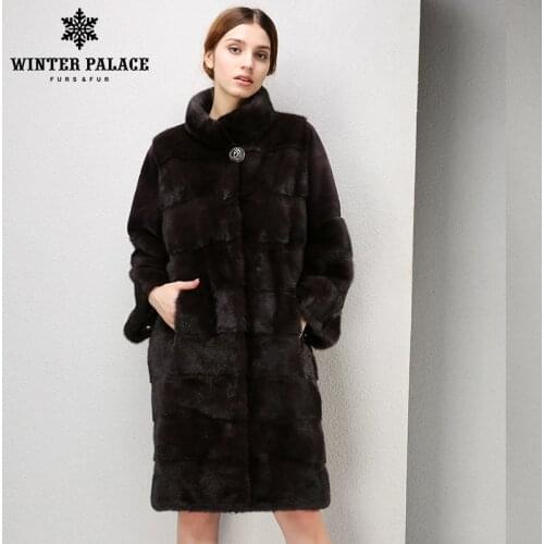 Winter Fashion high-grade women mink coat long fur coat Comfortable mink fur coat Mandarin Collar coat WINTER PALACE