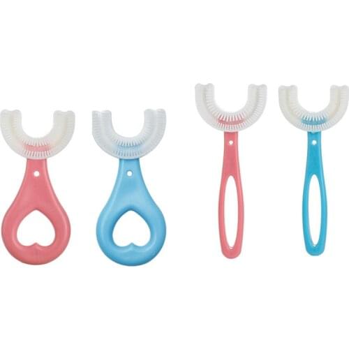 Kids Toothbrush U-Shape Infant Toothbrush With Handle Silicone Oral Care Cleaning Brush For Toddlers Ages 2-12