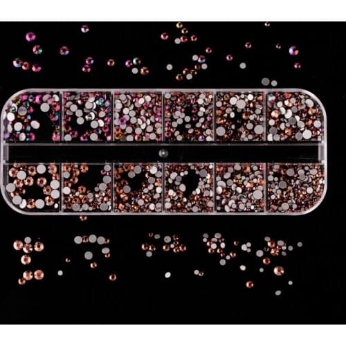 12 Grids Multi Size/Color Acrylic Diamond Nail Glitter Crystal DIY Nail Art Shiny Rhinestones Nail Tool Accessories