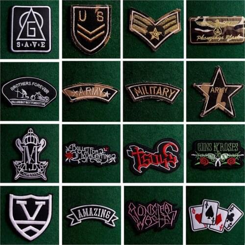2PCS Military Embroideried Patches for Clothes DIY Iron on Patches on Clothing Backpack Letter Patch Badges Clothes Decor Stripe