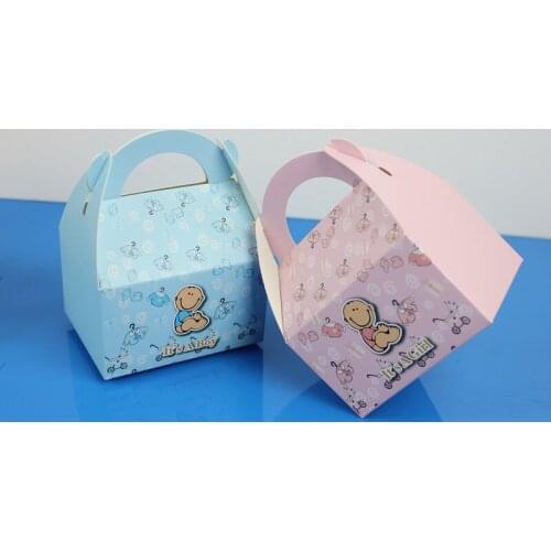20pcs/set Baby Girl And Boy Paper Gift Box Party Baby Shower Candy Box Pink Blue Birthday Party Decorations Kids