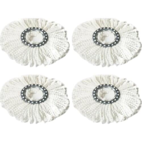 4 Piece White Microfiber Replacement Tip For Quality Rotary Head Mop - Mop