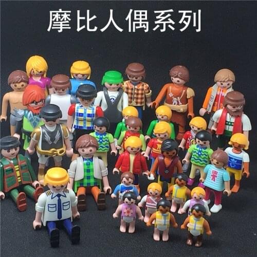 5PCS Playmobil Toy Set Original Mini Figures Rider Pirates Knights Police Men Blocks Brinquedos Kids Gifts Playmobil Toy 7cm