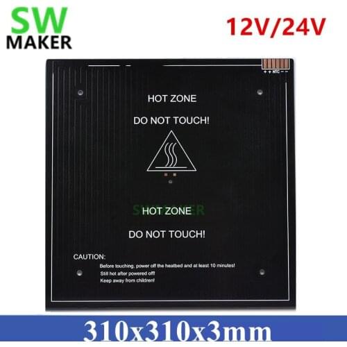 12V / 24V 220W 310*310mm Aluminum Heated Bed Upgraded Aluminum Heating Bed 310x310x3mm for Creality CR-10 3D printer