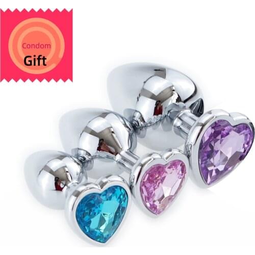 Men/Women/Gay Mix Color Smooth Stainless Steel Butt Plug Heart Crystal Jewelry Prostate Masturbator Anal tube Dildo Anal Plug