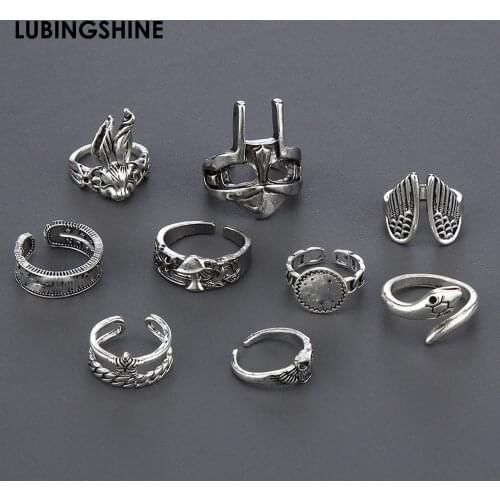 Antique Womens Animal Series Retro Ring Punk Style Finger Rings for Women Wrap Animal Dragon Snake Rings Bijoux Mens Jewelry