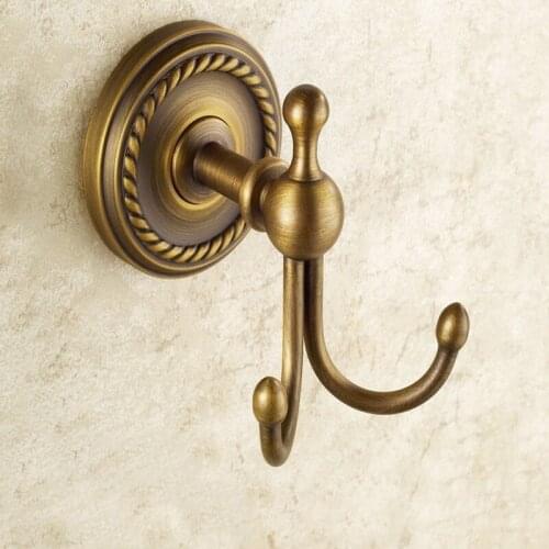 Antique Brass Wall hooks Clothes Hook Double Coat Robe Hook Bathroom Hook Bathroom Accessories BD638