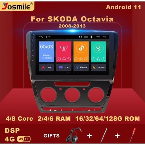 2 Din Android 11 Car Radio For SKODA Octavia 2 2008-2013 A5 Multimedia Player Video Audio Navigation AI Voice Control Carplay