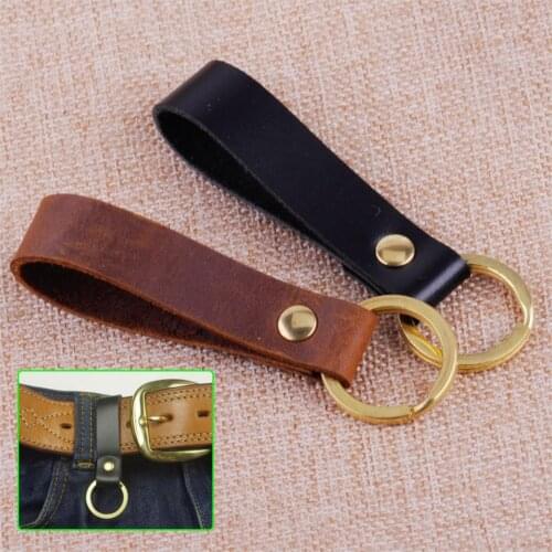LETAOSK Leather Strap Copper Loop Key Chain Ring Keychain Keyring Fob Holder Waistband Accessories Gear