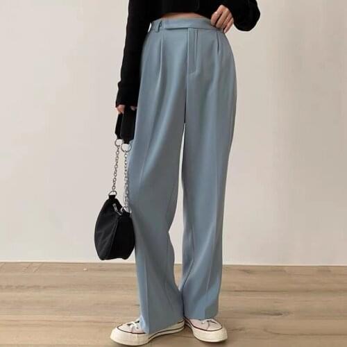 Summer Women Pants Chic Wide Leg Pant High Waist Elegant Work Trousers Female Casual Pants pantalon femme