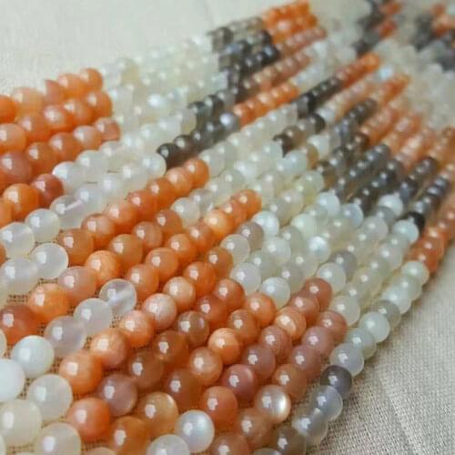 4-10mm Natural Mixed Color Moonstone Stone Beads Round Loose DIY Beads For Jewelry Making Beads Accessories 15'' Women Gift