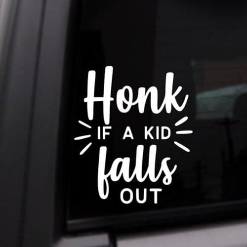 Black/Sliver Honk If A Kid Falls Out Car Sticker Small/Big Size Removable Waterproof Window Body Decal CL896