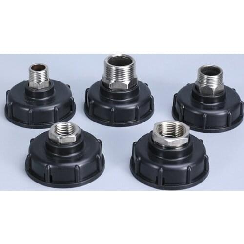Black IBC Containers Drain Connector S60x6 IBC Water Tank Adapter Garden Fittings 60mm Coarse Thread To 1/2" 3/4" 1" Universal