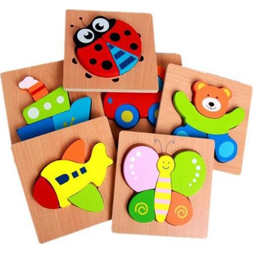 Wooden 3D Puzzle Jigsaw Wooden Montessori Educational Toys For Children Kids Puzzle Teaching Aids Set Puzzle Intelligence Toys