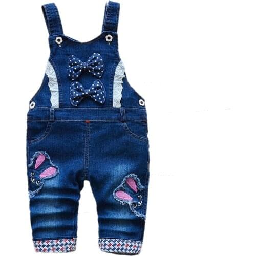 Baby Overalls Children Pants Spring/Autumn Baby cute Trousers Baby Girls Pants Little Kids Jeans 1-3 Years Denim Overalls