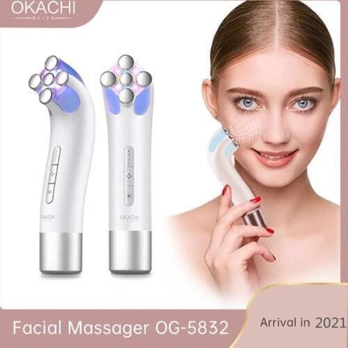 EMS RF Color Lighting Ionic Iontophoresis Beauty Instrument Facial Skin Care Appliance Skin Rejuvenation OKACHI GLIYA