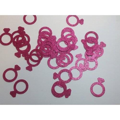 Fushia glitter ENGAGEMENT RING table confettis wedding scatters bridal shower bachelorette engagement party decorations