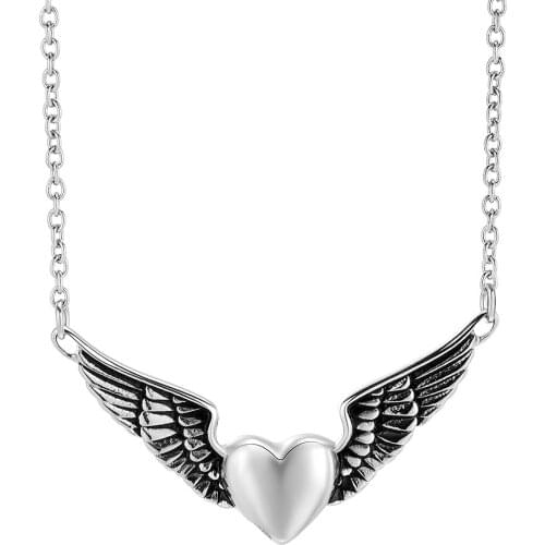 IJD11730 Brave Flying Heart Cremation Urn Necklace Memorial Funeral Holder Keepsake Pendant Jewelry Women Mini Cremation Urn