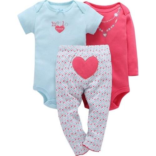 3-Pieces NewBorn Baby Boys girl Clothing 2019 Baby Boys Suits Baby Clothing Set Short Sleeve O-Neck Children 100% Cotton Sets