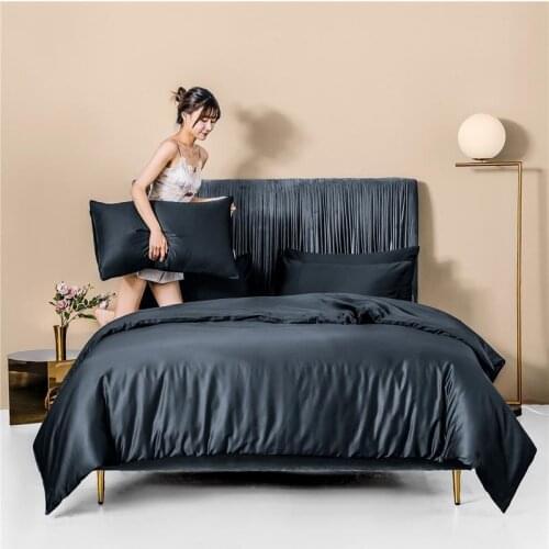 Premium 100%Long Staple Cotton Solid Color bedding set Breathable Silky Soft Duvet cover flat/fitted sheet pillowcases Full size