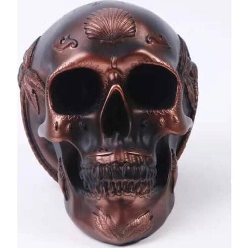 2020 new Skull Piggy Bank Money Box Shell Coconut Tree Resin Crafts Ornaments Saving Box For Coin Home Decoration Safe Deposit