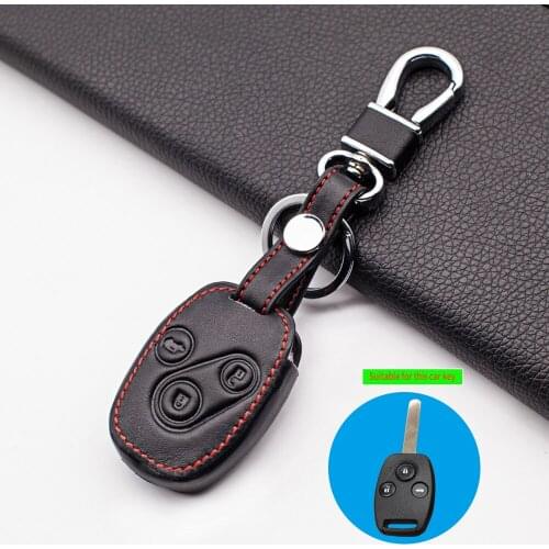 Leather car key fob case cover fit for Honda accord crosstour CIVIC CR-V 3 buttons remote pilot ridgeCR-Z insight element