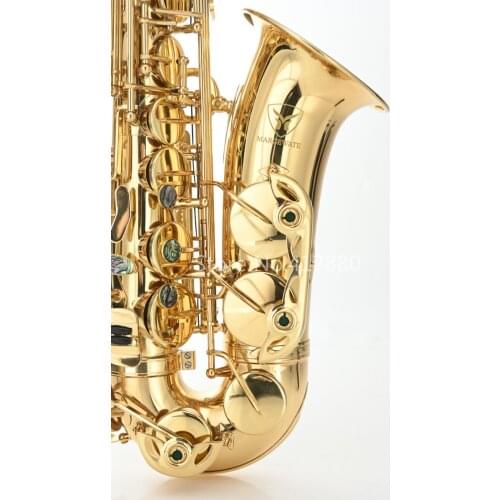 MARGEWATE New Alto Saxophone Brass E Flat Gold Lacquer Saxophone abalone Buttons Musical Instrument Free Shipping